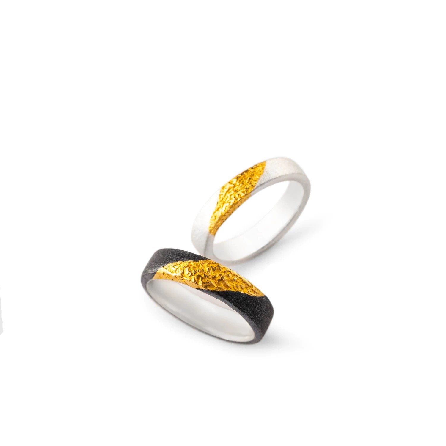 Silver and gold inlay ring