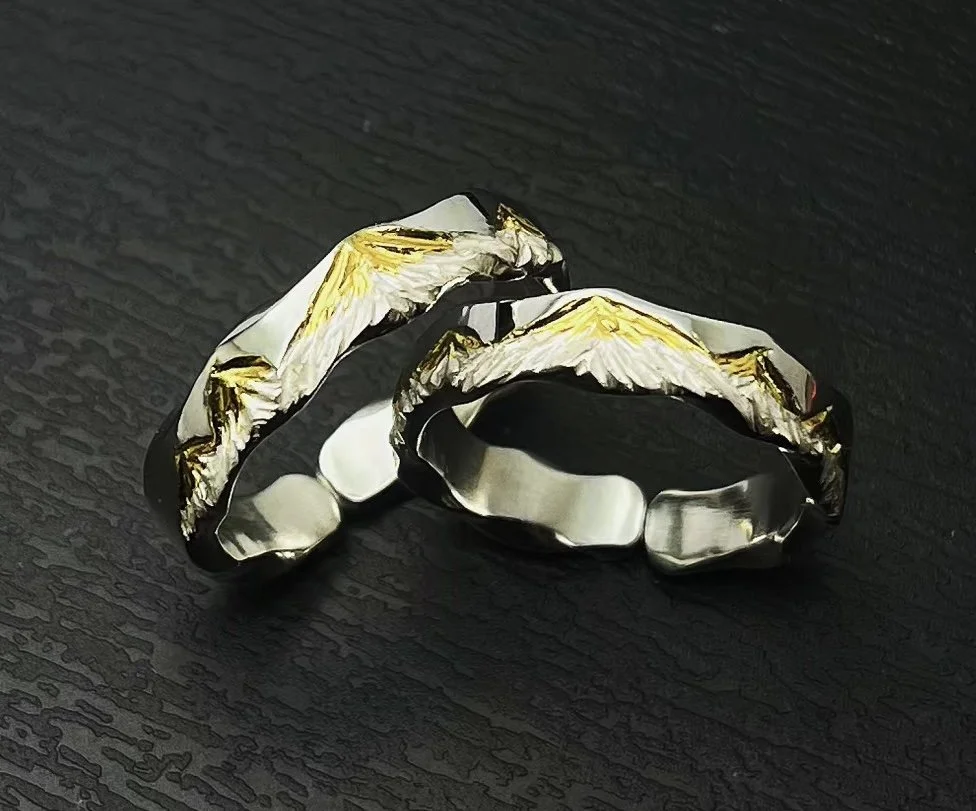 Silver and gold inlay ring