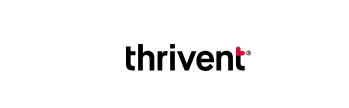 Thrivent logo with black text and a small red dot