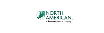 Logo of North American, a division of Sammons Financial Group, featuring a stylized green leaf or feather and text.