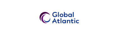 Global Atlantic logo with purple crescent and blue text.