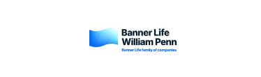 Banner with blue and white wave logo and text 'Banner Life William Penn'