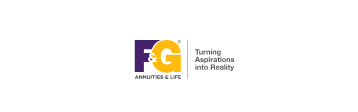 Logo of F&G Annuities & Life, featuring a purple and yellow design with the text 'Turning Aspirations into Reality'.