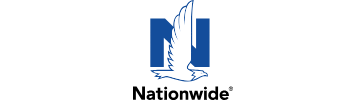 Nationwide insurance logo featuring a stylized eagle in front of a blue rectangular background.