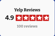 Yelp Reviews icon with a 4.9-star rating based on 100 reviews.