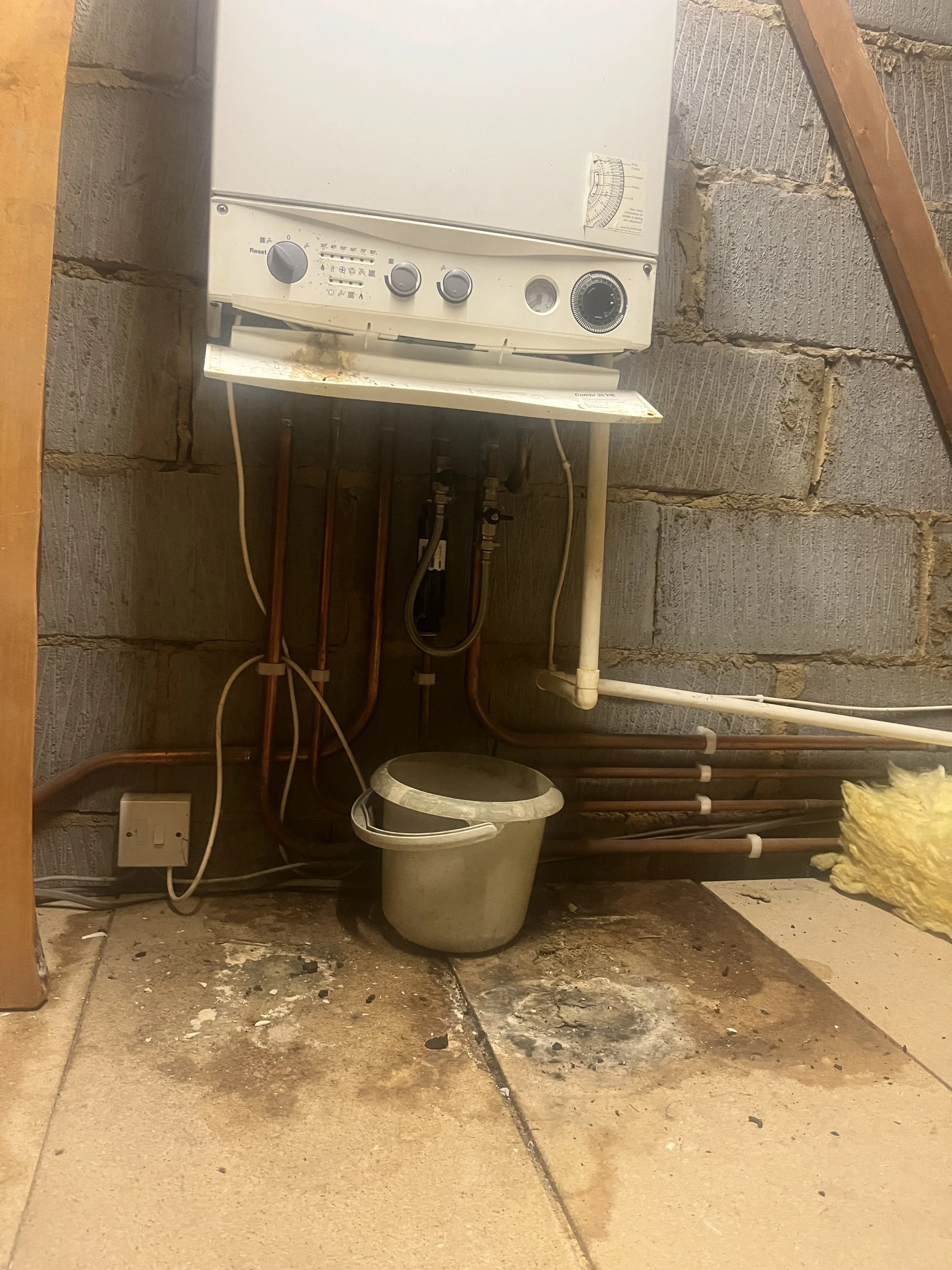 Emergency boiler replacement Leighton Buzzard leaking boiler loft relocation