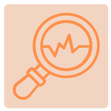 Magnifying glass with a finance line inside, symbolizing profitability research.