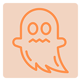 Stylized ghost illustration with a peach background