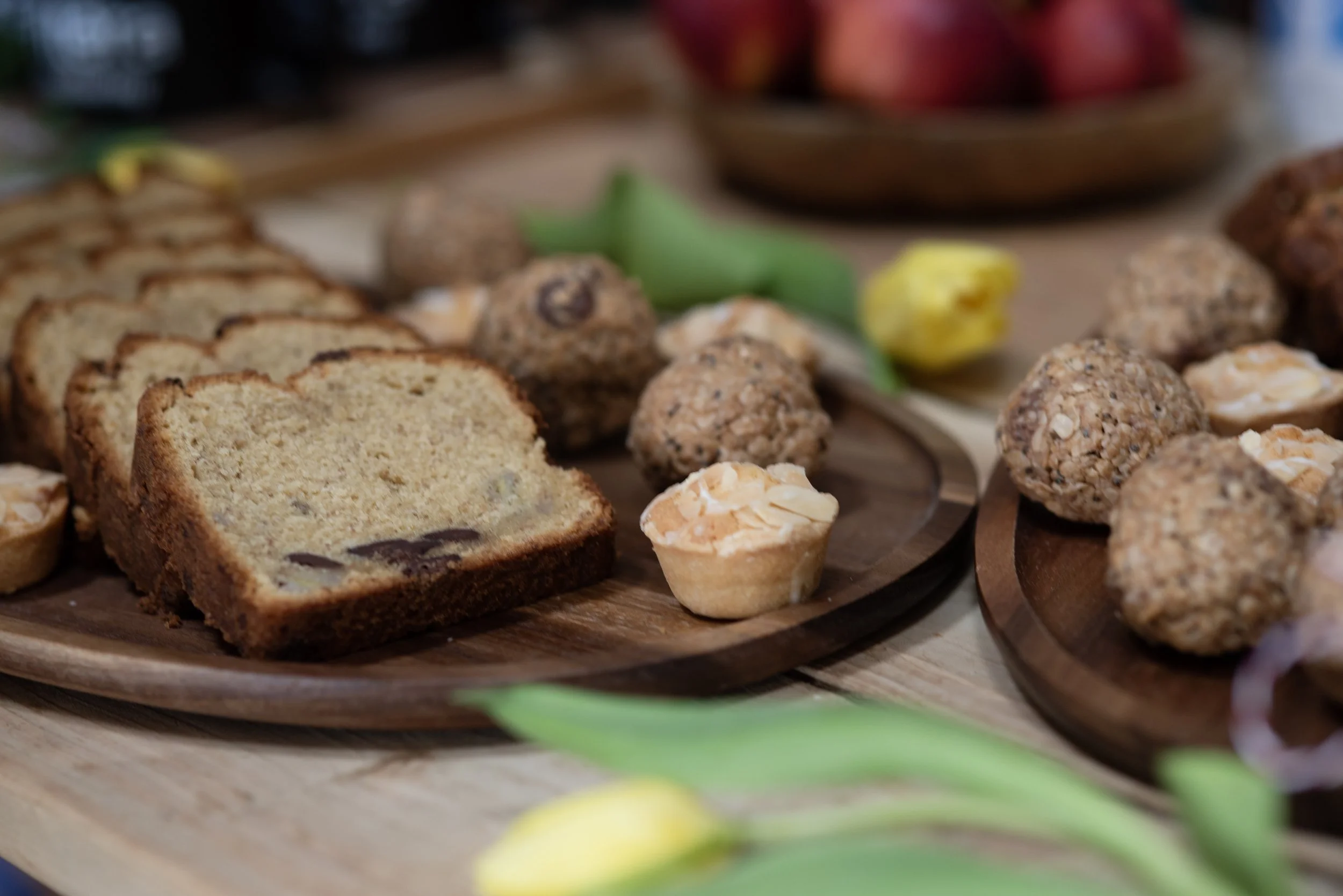 Home made banana bread and protein balls