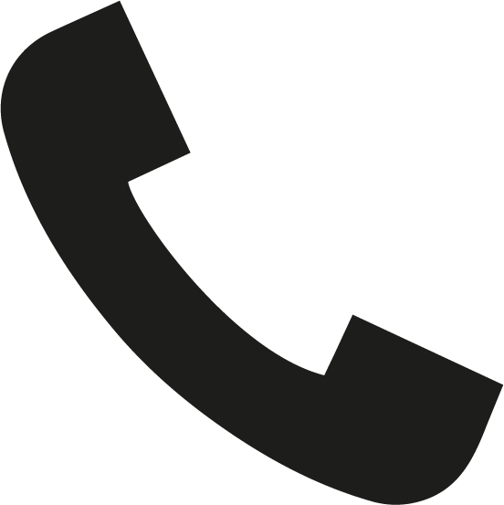 Silhouette of a telephone receiver icon in black and gray.