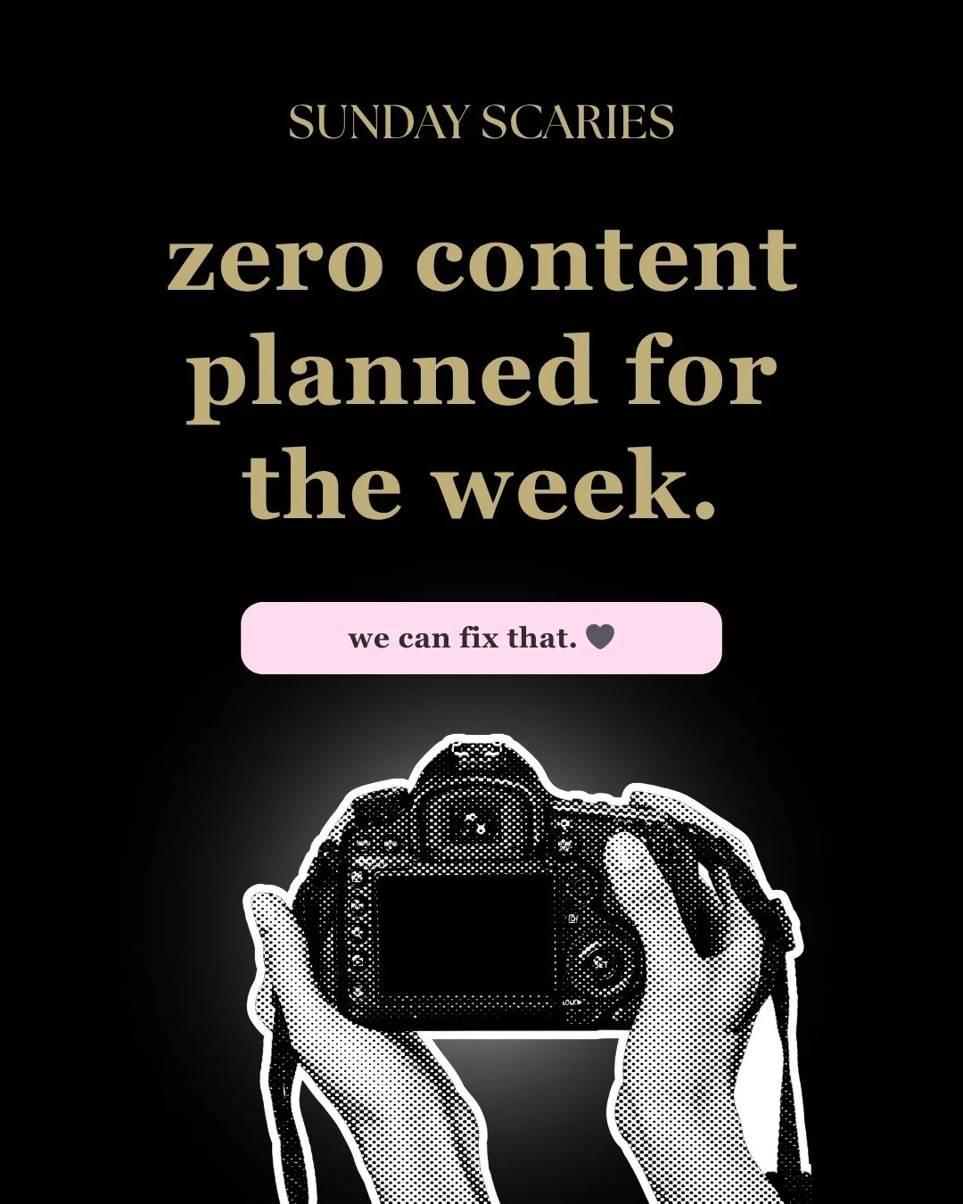 let's be honest...Sunday Scaries hit different when you're a business owner.

It's not just the week ahead. It's:
&rarr; The content you didn't plan
&rarr; The posts you know you should've scheduled
&rarr; The DMs you haven't answered
&rarr; The stra