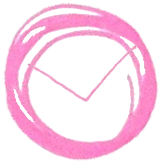 Pink circle with a pie chart inside.