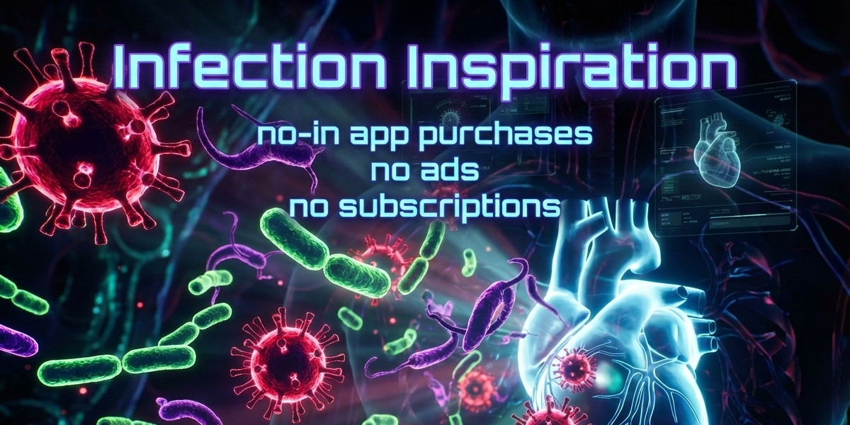Title image for Infection Inspiration, an ad-free mobile game with no in app purchases by KT Applications and Entertainment.