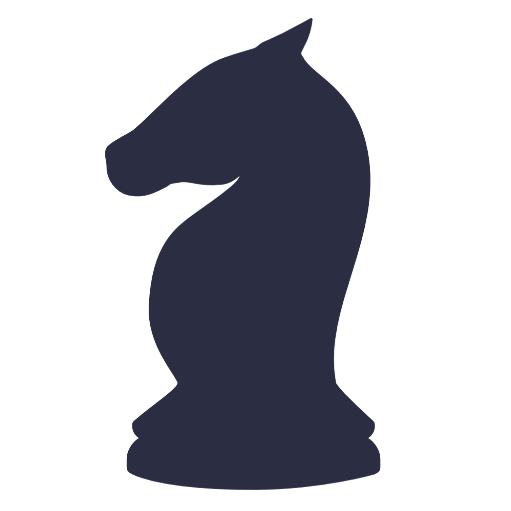 Silhouette of a knight chess piece.