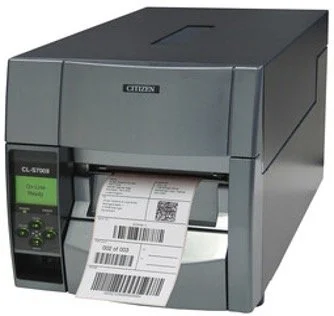 Citizen label printer printing barcode labels.