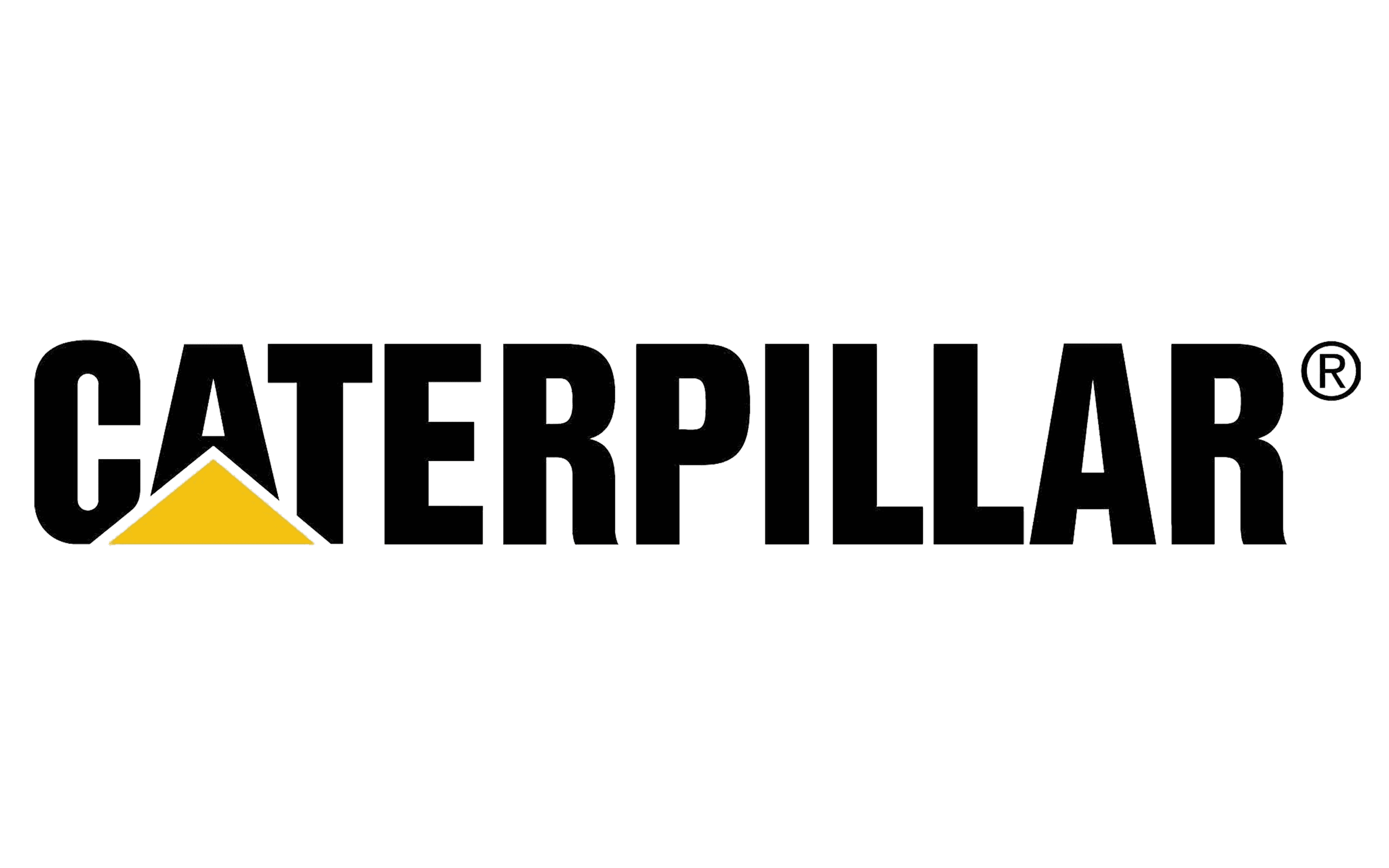 The Caterpillar logo featuring a yellow triangle and the word 'CATERPILLAR' in black outline text.