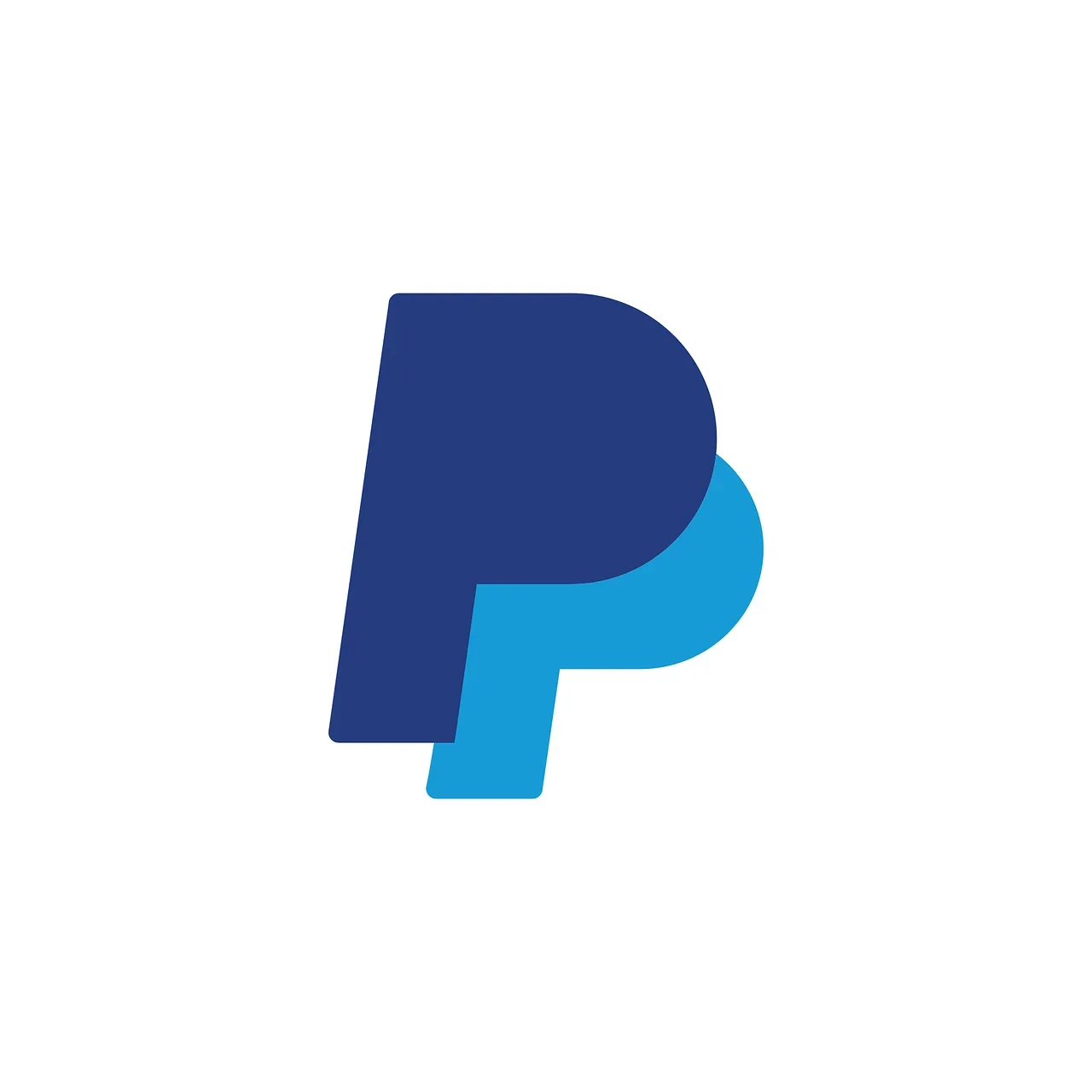 PayPal logo with stylized blue 'P' on a white background.
