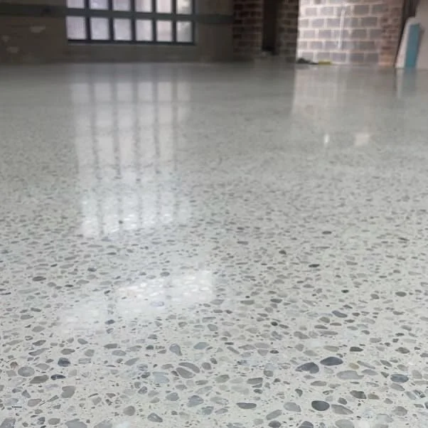 Cpolished by grinding and sanding concrete floor