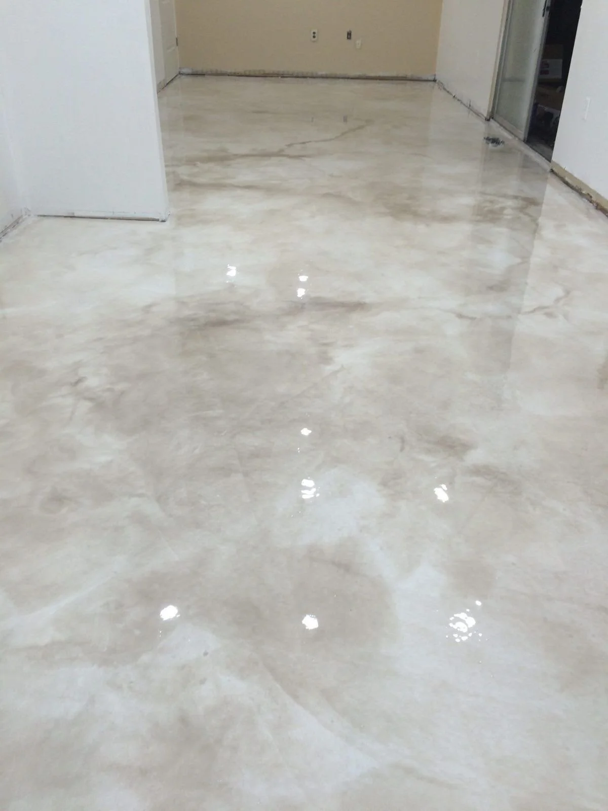 Polished beige marble epoxy flooring metallic epoxy 