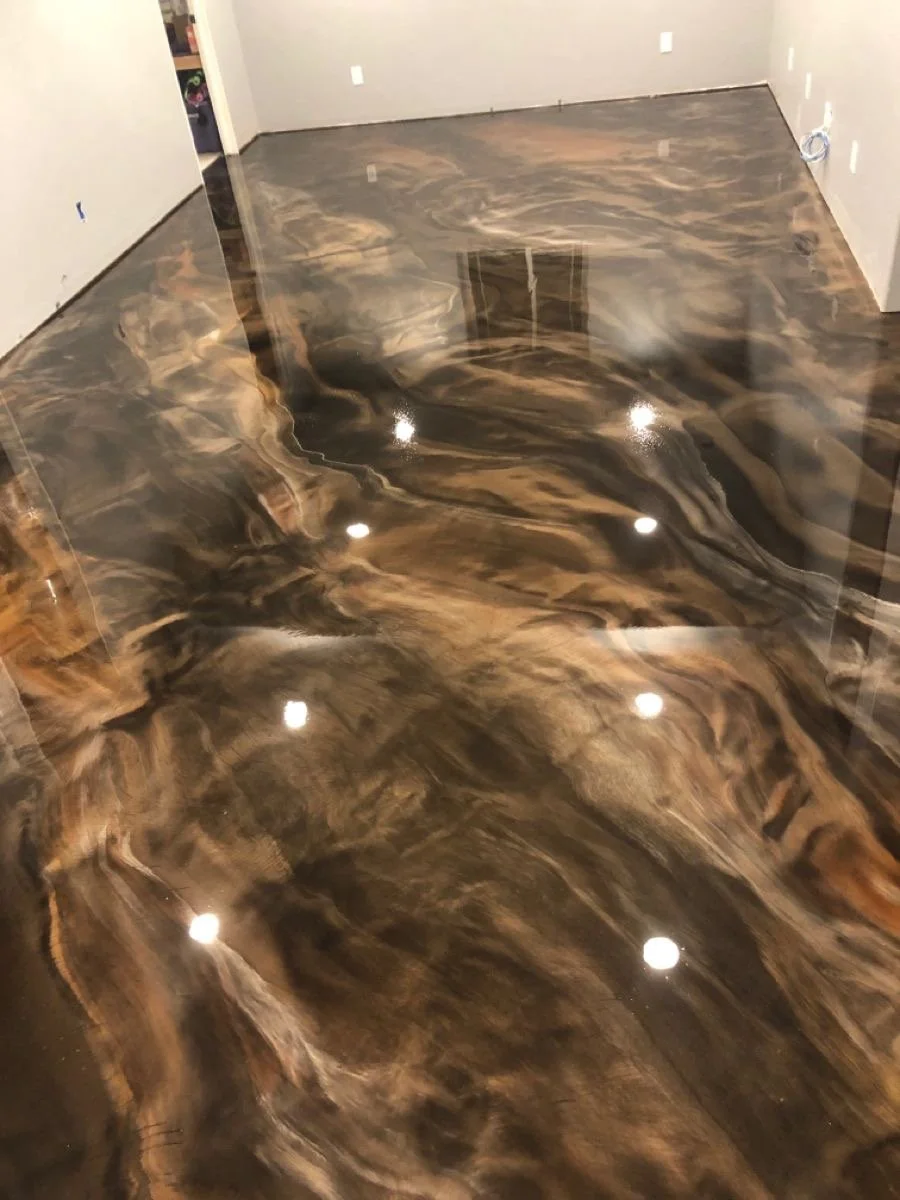 highly polished brown metallic floor 