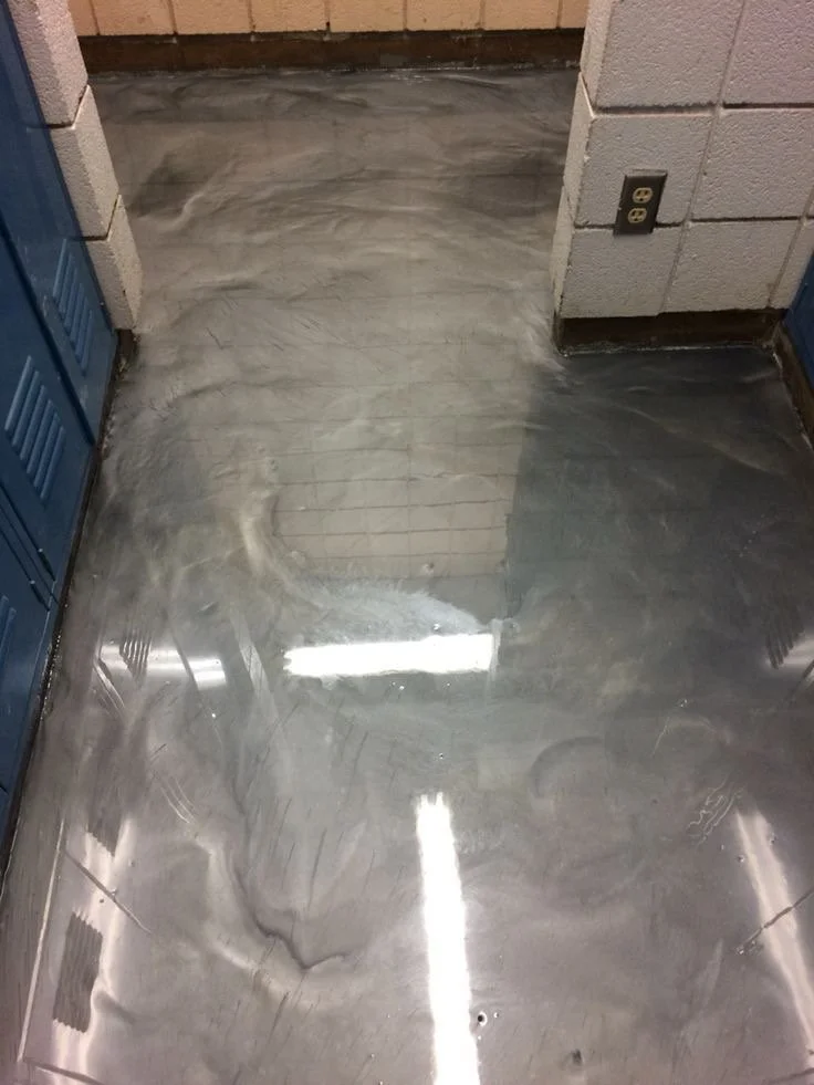 Clean, shiny, marble metallic epoxy floor 