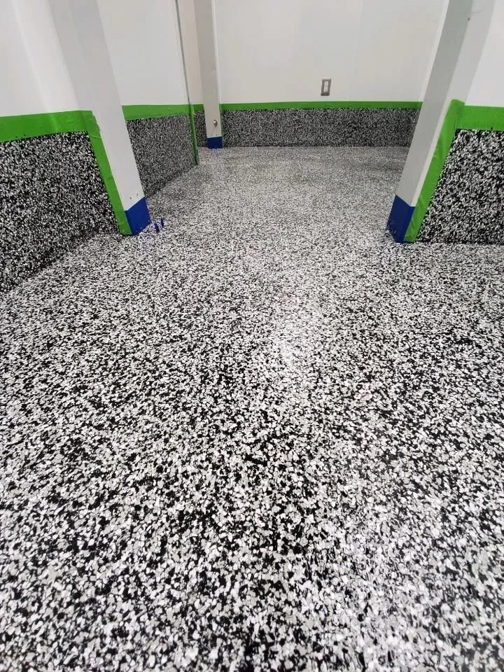 epoxy chip flake system inside of a industrial space commercial space