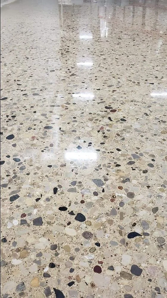polished by grinding and sanding concrete