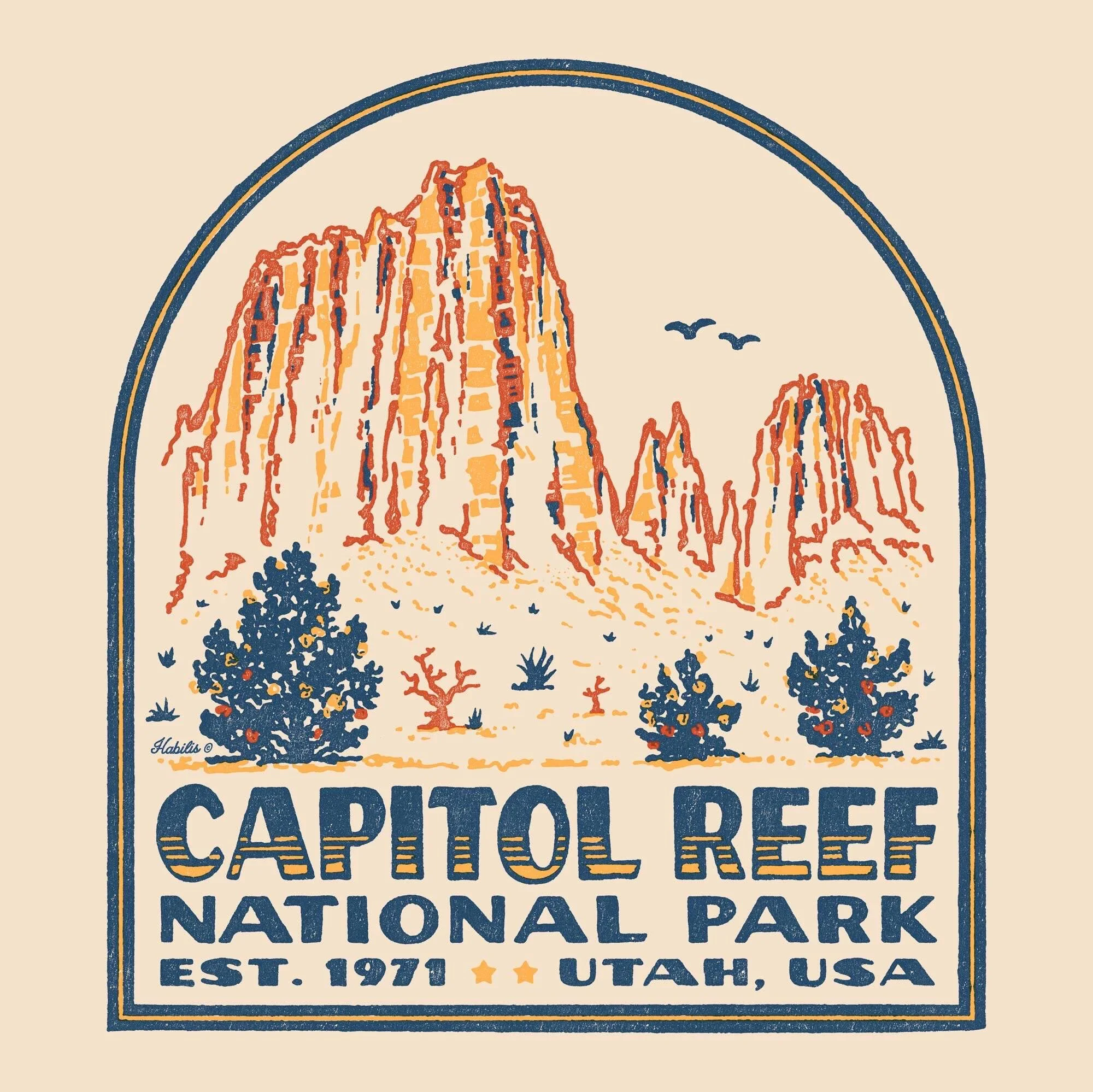 Had a request for this artwork from a shop. And honestly, i&rsquo;ve never been. Now i&rsquo;m wondering why Arches and Zion get all of the attention. Cap Reef is gorgeous!!

#capitolreefnationalpark #graphictees #outdoorapparel #roadtripready #getlo
