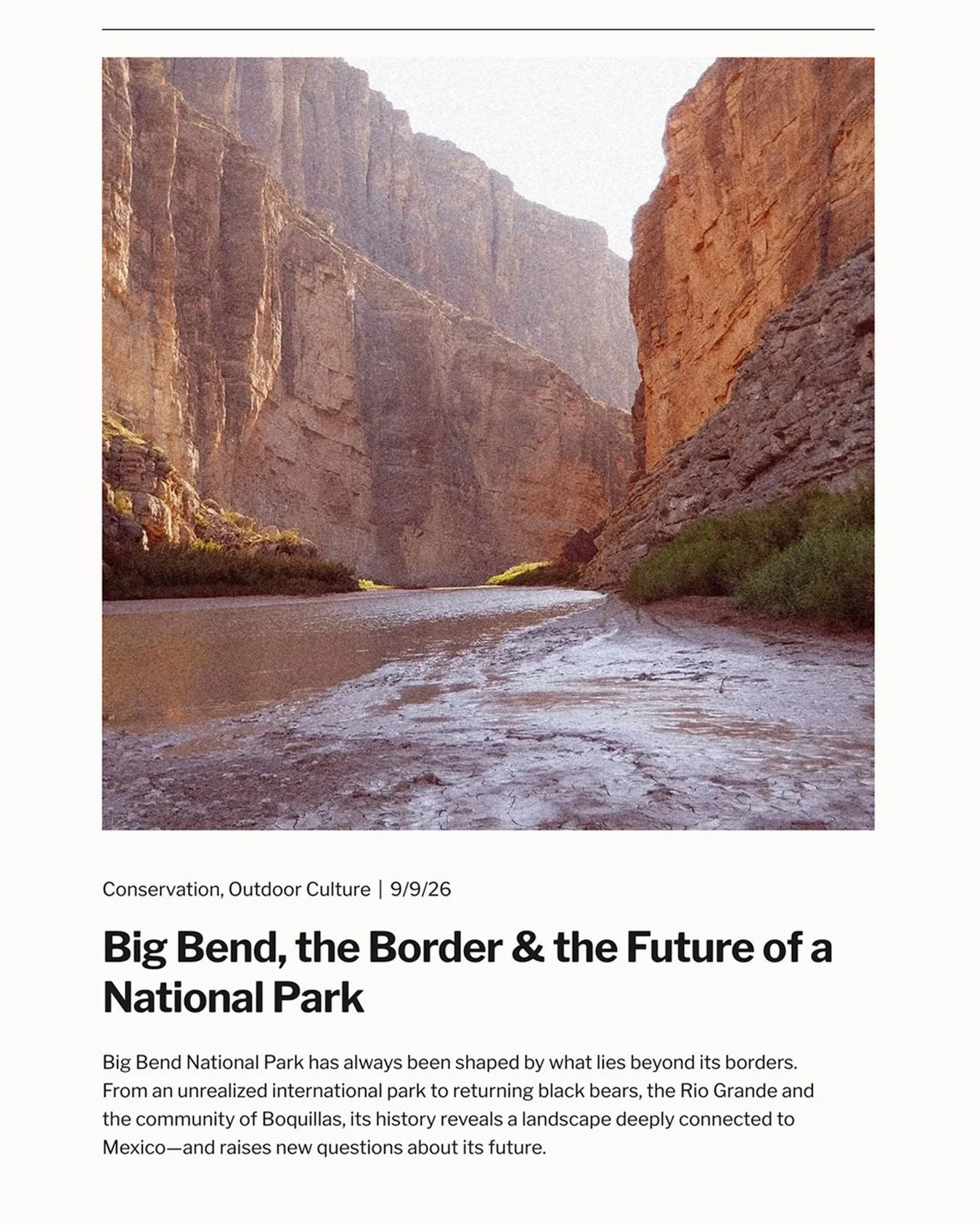 A primer on Big Bend&mdash;its history, its relationship with the border, and some of what is happening there now.

We went back through the history of the park, the original idea of an international park, Boquillas, the Rio Grande, wildlife that mov