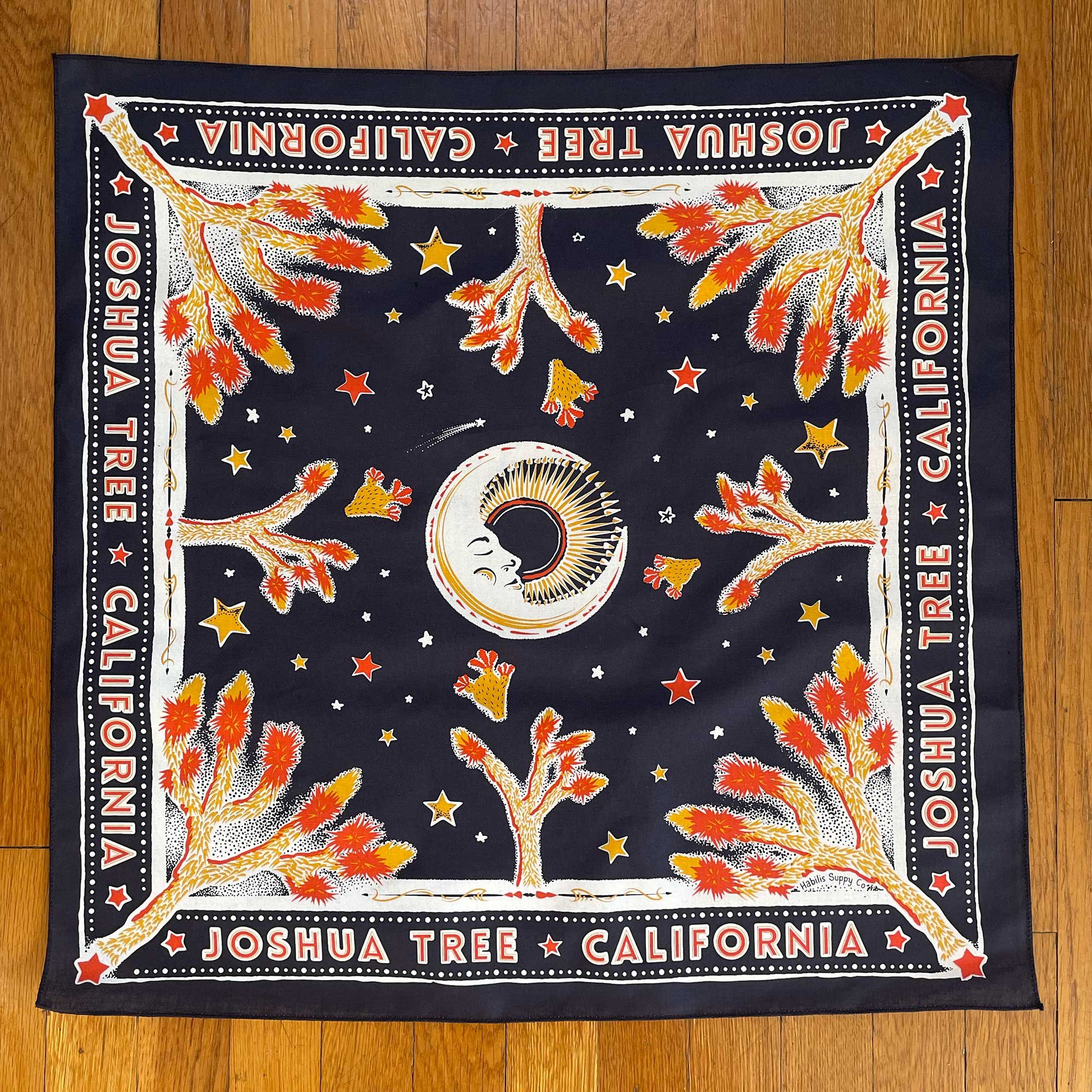 A Joshua Tree National Park Bandana laid on a table