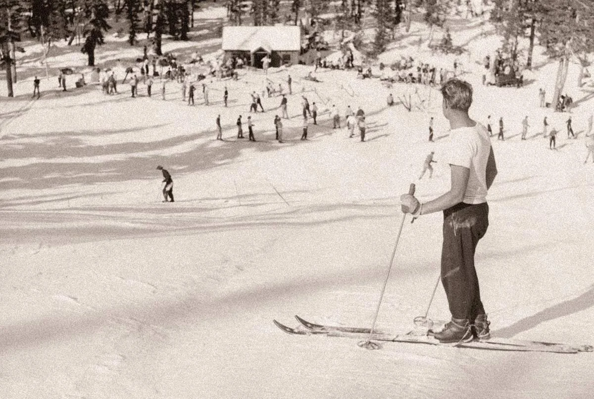 Dave Mccoy looking down at Mammoth Mountain ski slope