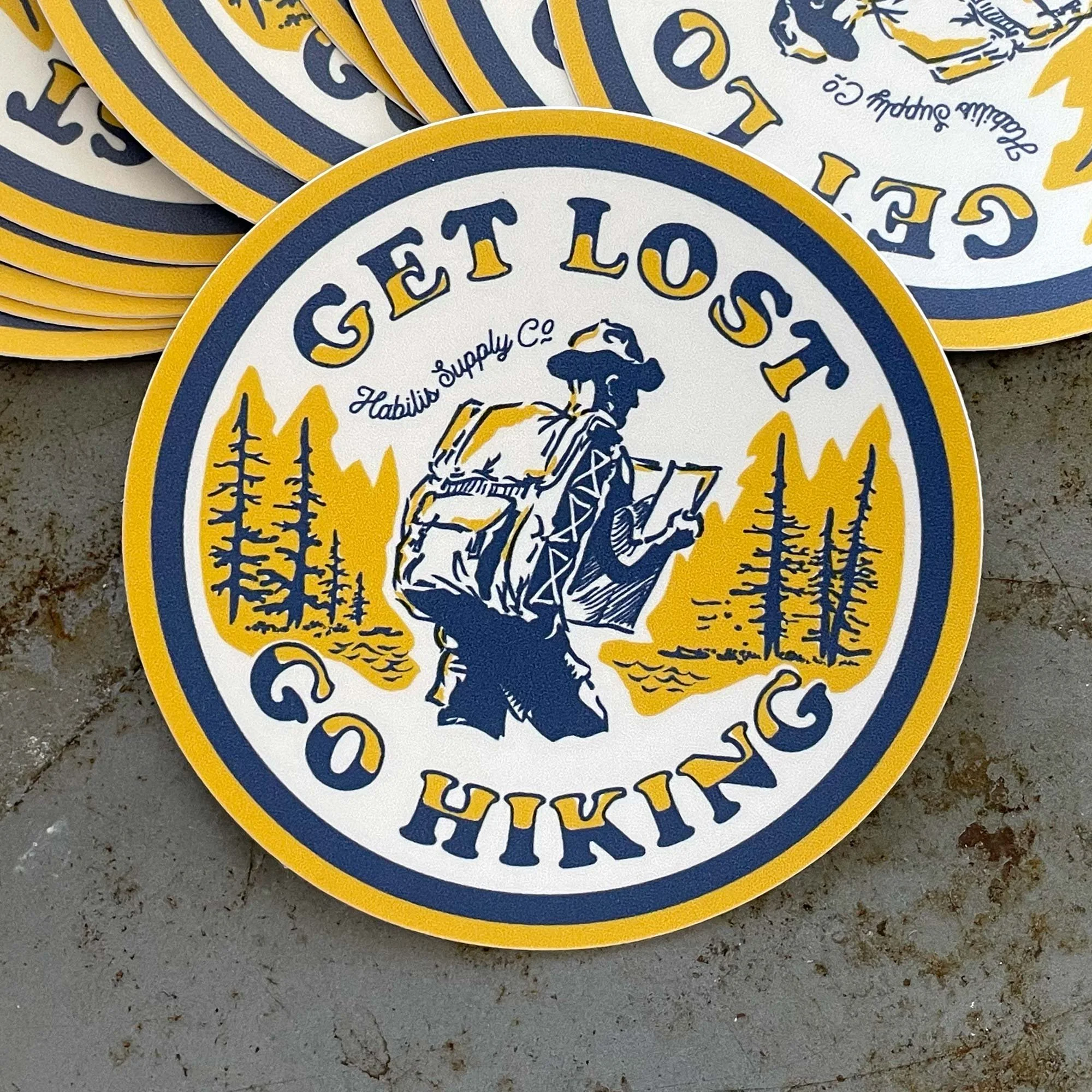 Get Lost Go Hiking Sticker