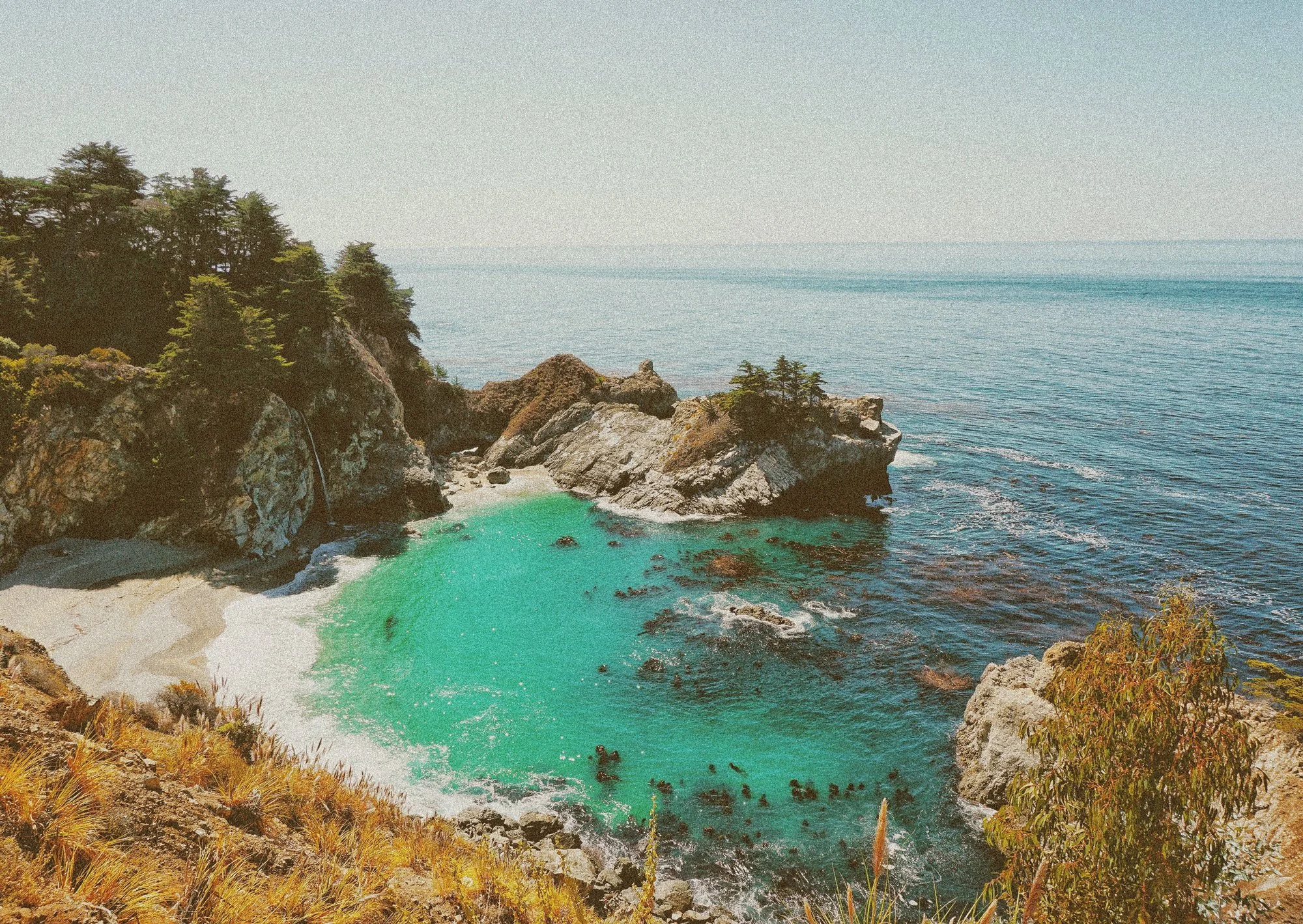 McWay Falls dropping into a turquoise cove along the Big Sur coast
