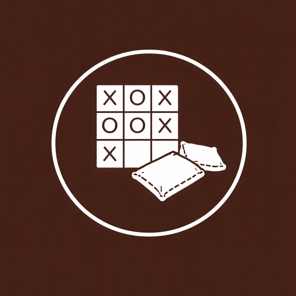 Illustration of a tic-tac-toe game with pillows, indicating a playful or relaxed setting.