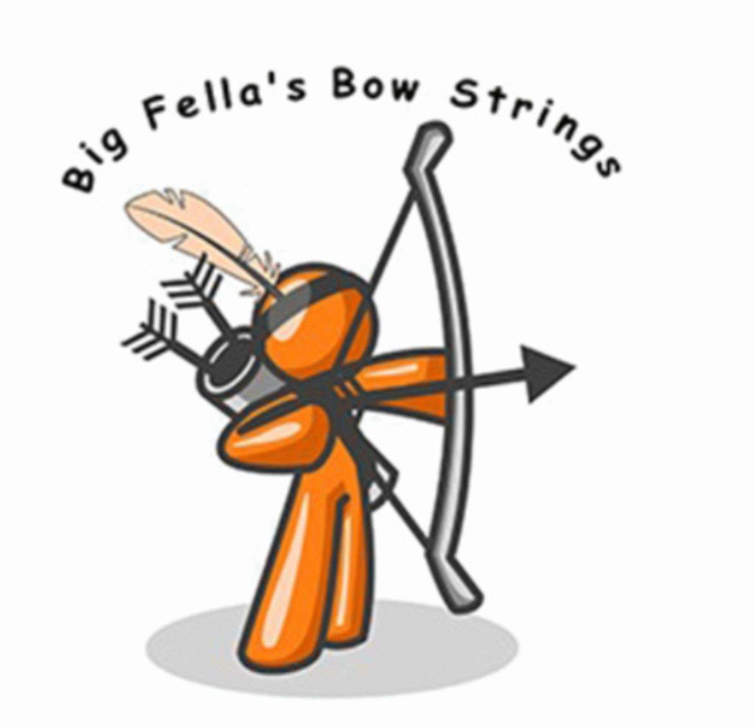 A logo featuring an orange and black bee with a bow and arrow, with the text 'Big Fella's Bow Strings' curved above.