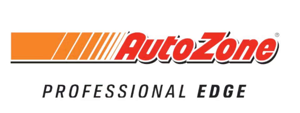 AutoZone logo with orange stripes and red text, and the words 'PROFESSIONAL EDGE' below.