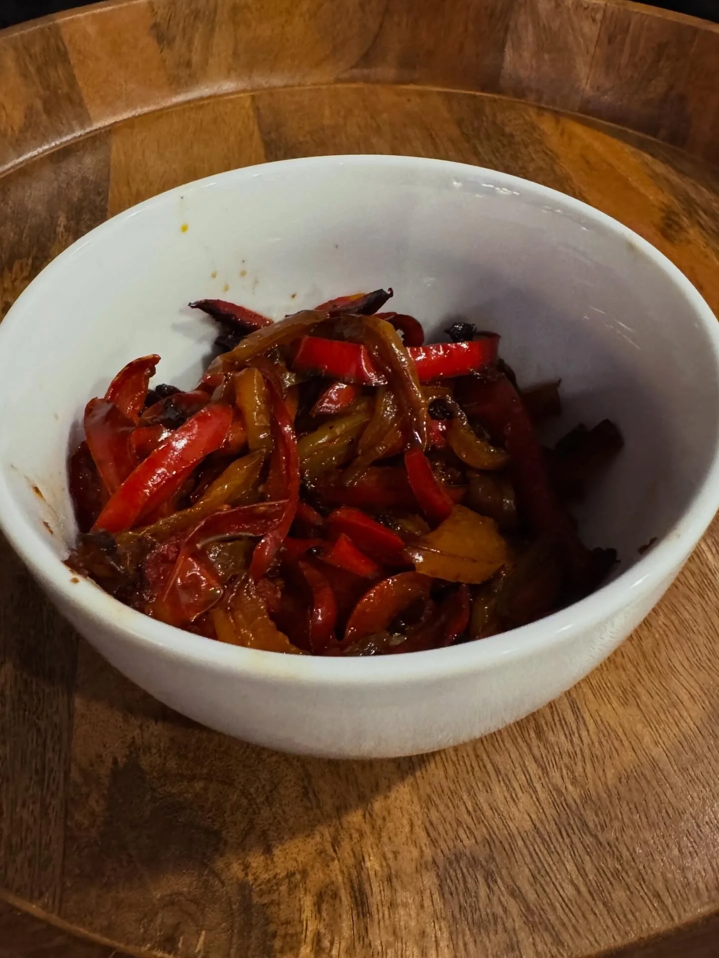 Italian peperonata served in a bowl