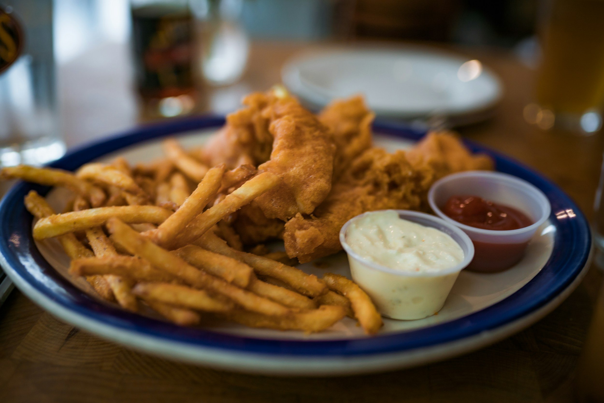 fried catfish nuggets and fries-happy hour menu