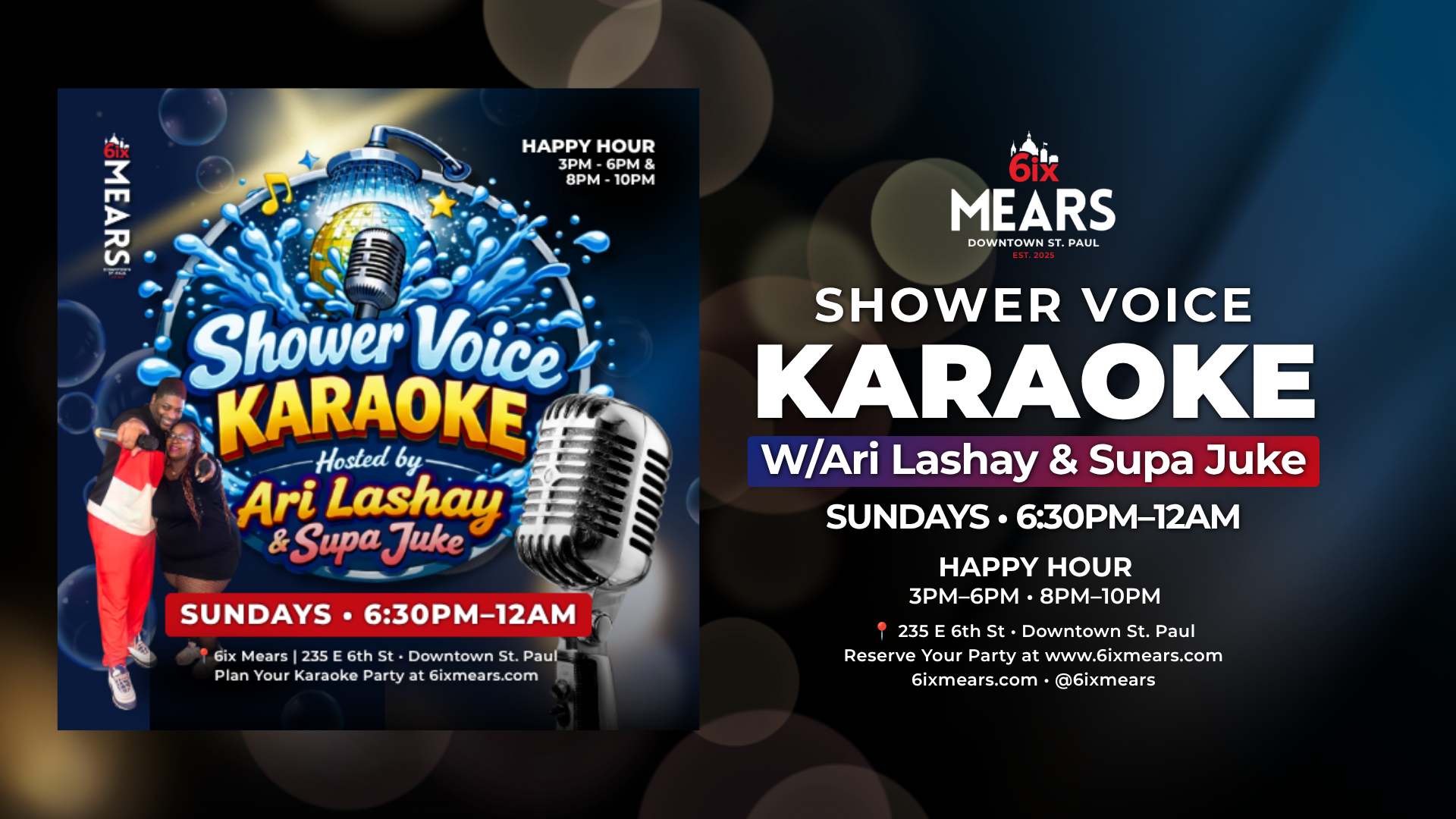 Shower voice karaoke flyer-6ix-mears-st-paul