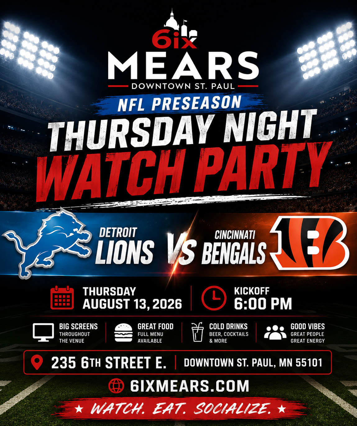 Detroit Lions vs. Cincinnati Bengals flyer august 13