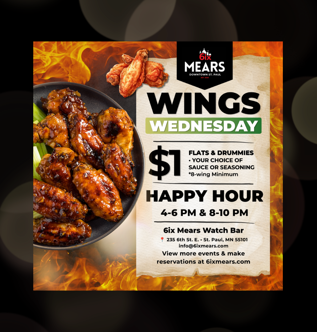 $1 Wings Wednesday at 6ix Mears | September 2nd