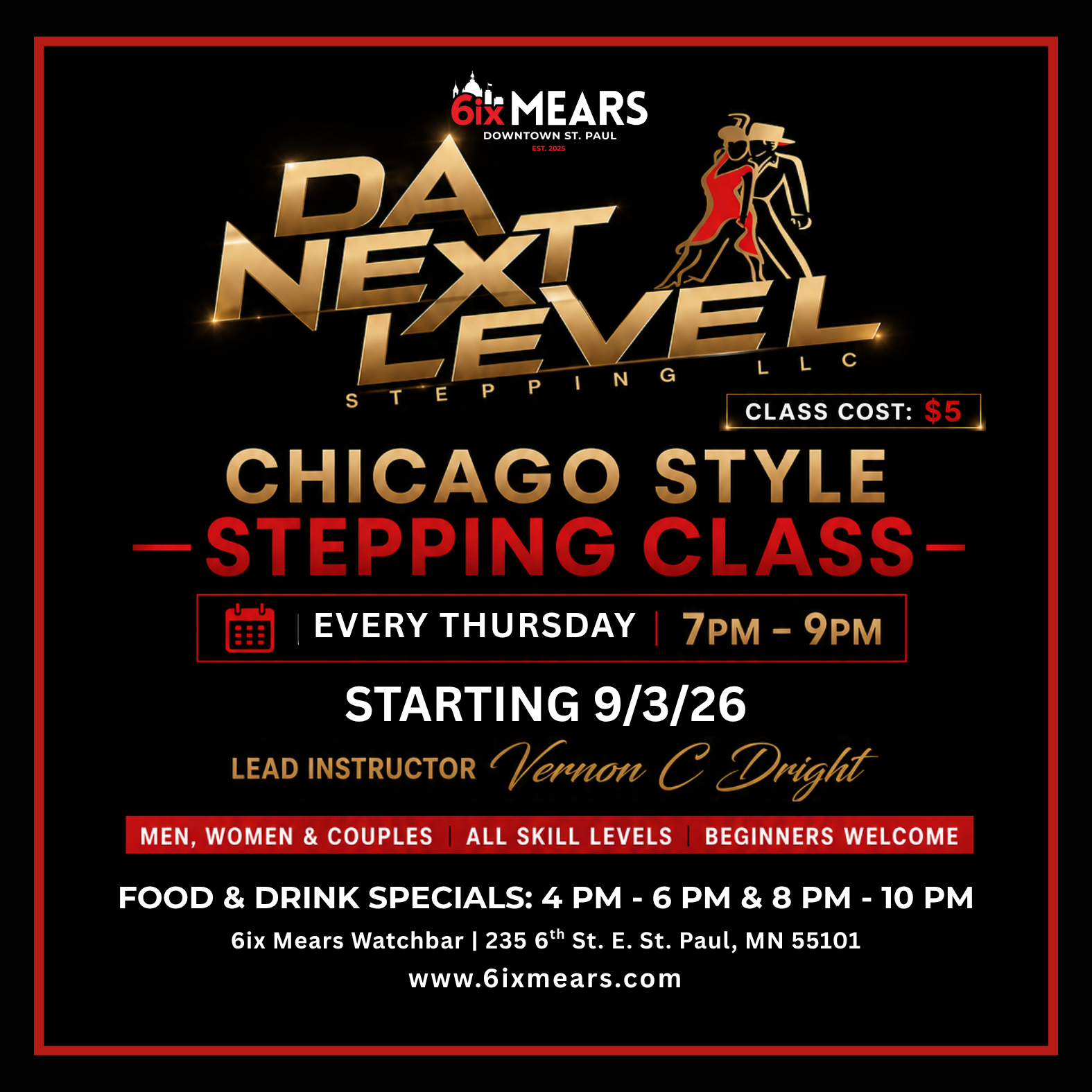 Chicago Style Stepping Class Square Flyer