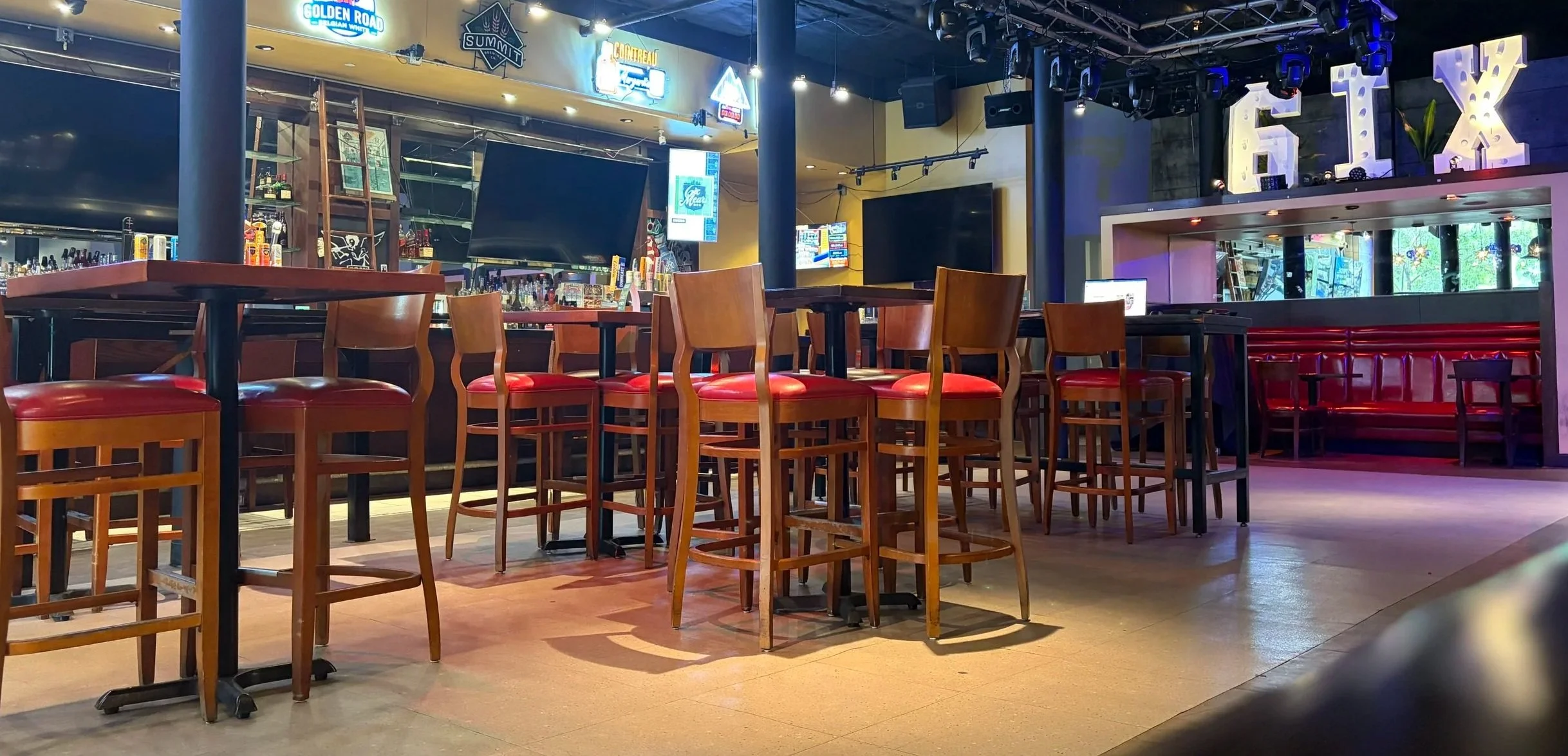 Interior atmosphere of 6ix Mears bar and restaurant in Downtown Saint Paul.