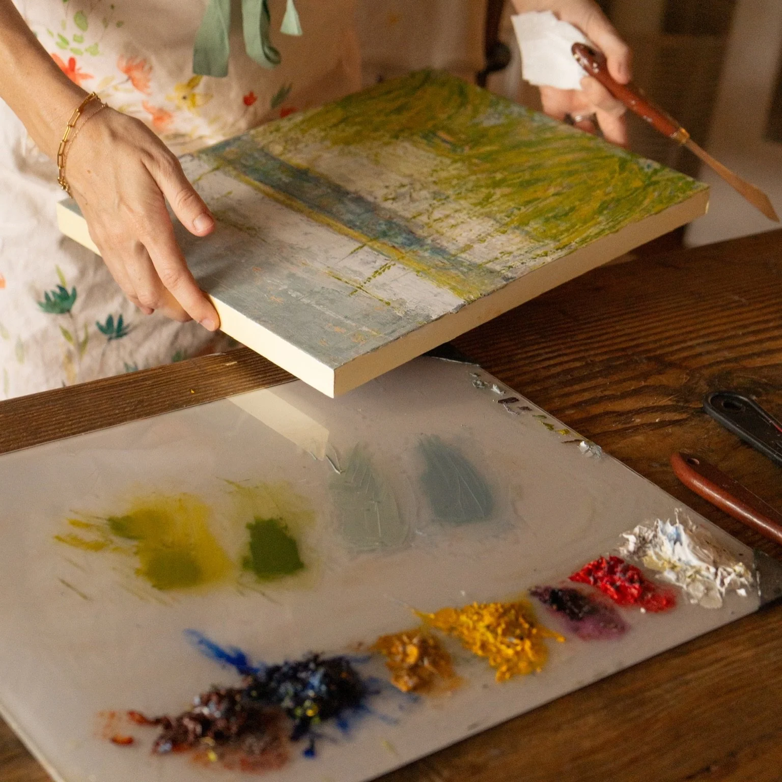 Mixing colors hasn&rsquo;t necessarily gotten easier but it has gotten more predictable over time. 

Mixing, for me, became fun when I stopped trying to box it in..when I stopped trying to be so literal about it.

I began to notice that each time I r