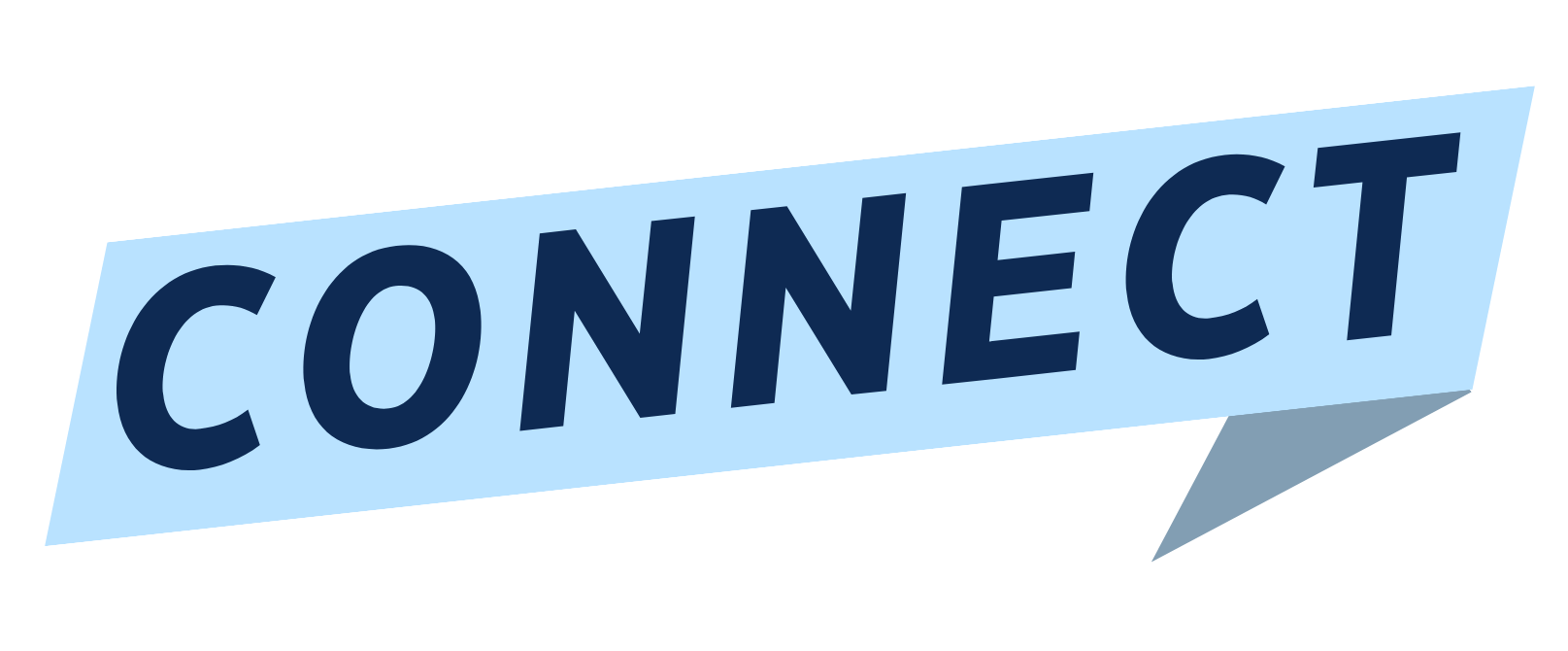 Blue 3D text on a ribbon-like background that says "CONNECT".