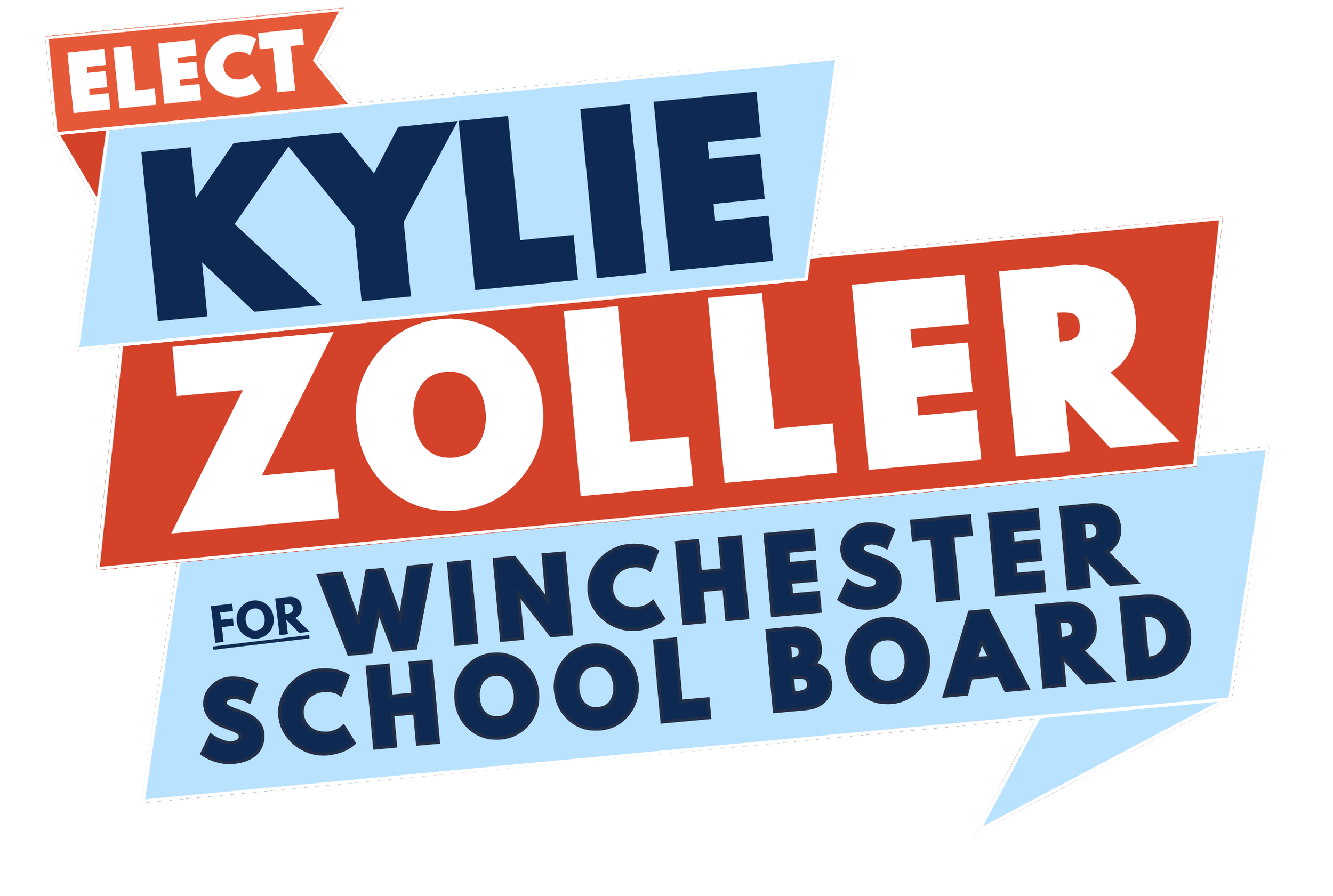 Campaign poster supporting Kylie Zoller for Winchester School Board with bold, colorful text.