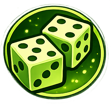 Two green dice on a small green plate with a matching green background.