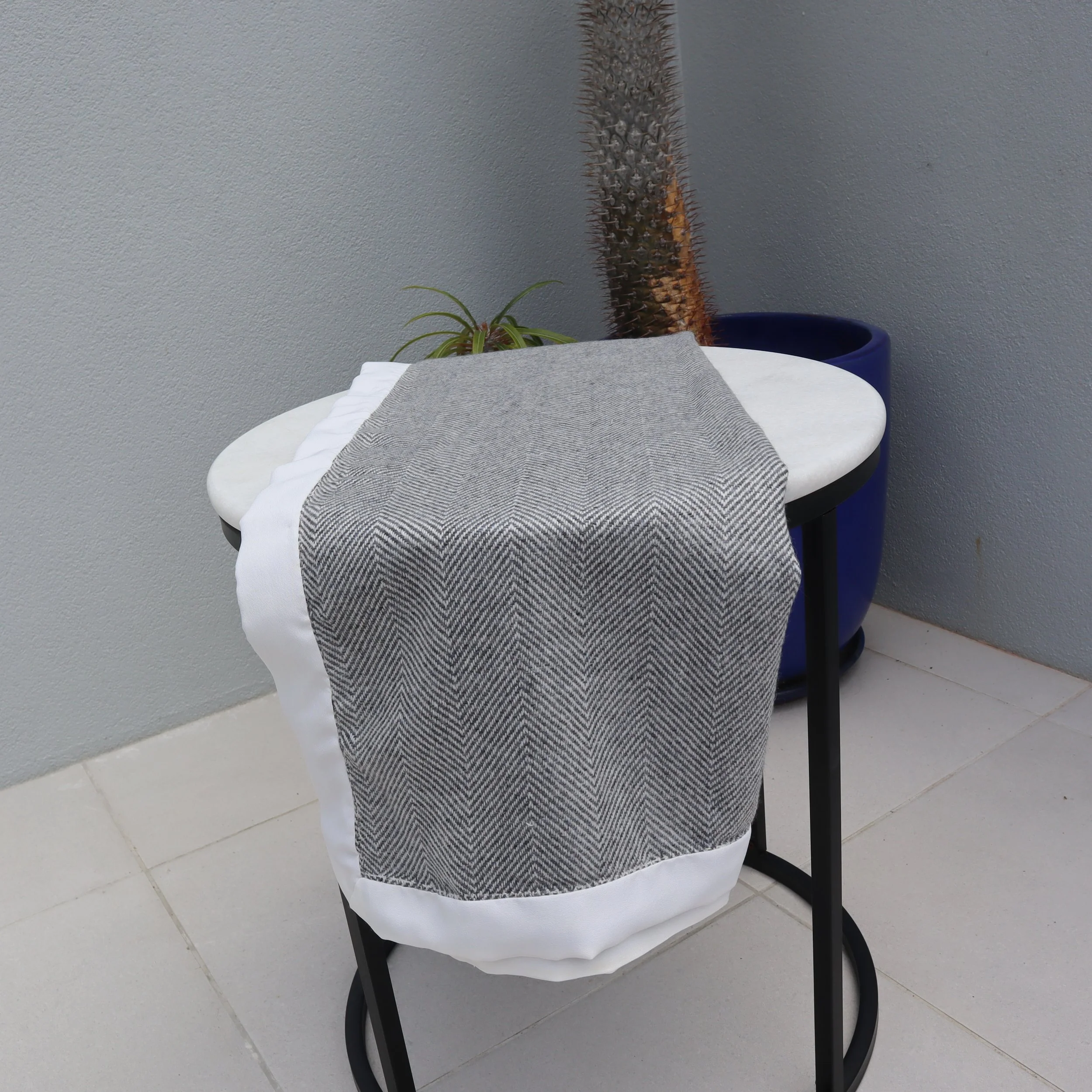 Stroller Blanket grey & silver with cream Halved 2.JPG