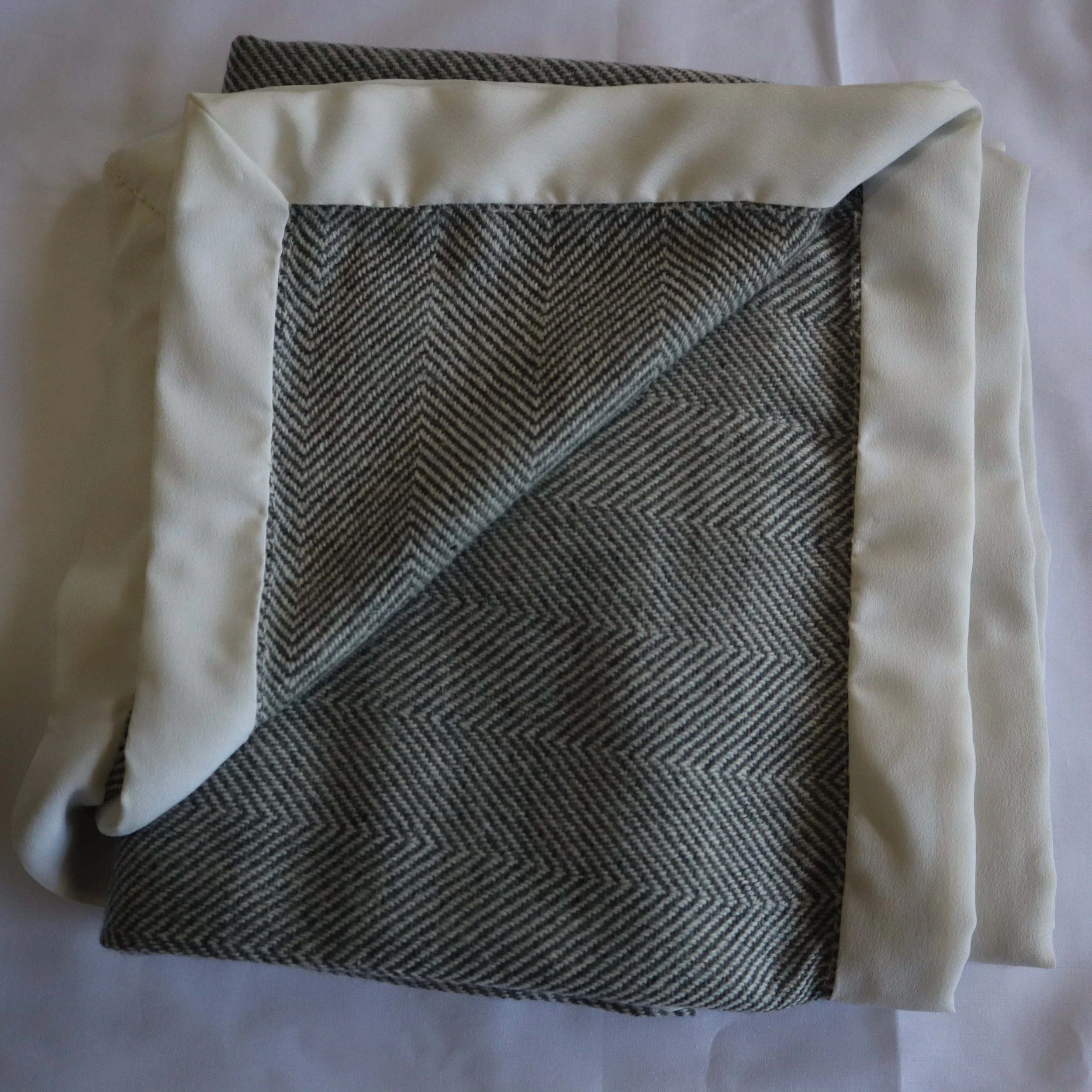 Stroller Blanket grey & silver with cream quartered.JPG