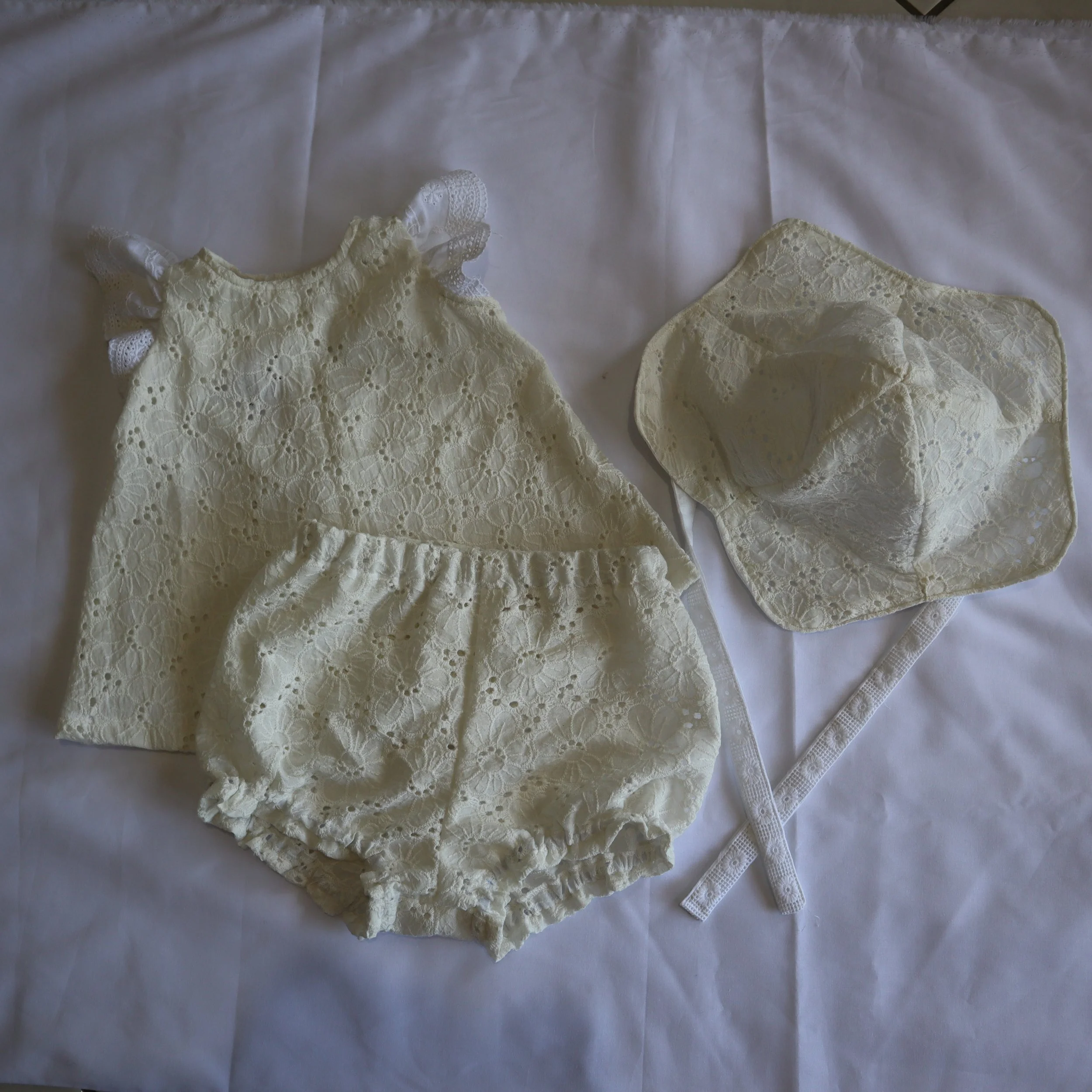 Sun hat baby outfit top and bottoms front.JPG